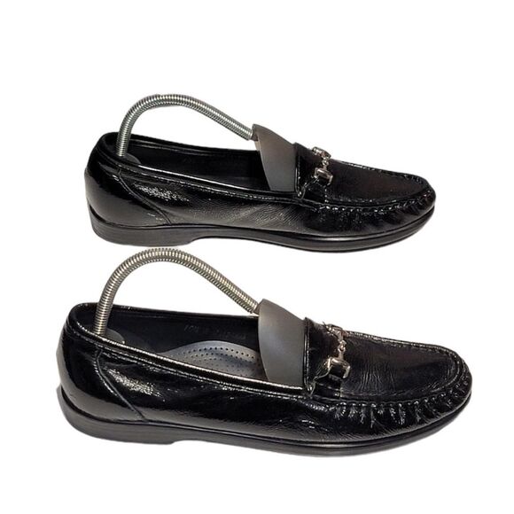 SAS Black Pebble Leather Loafers Flats Sz 10.5 - Picture 1 of 9